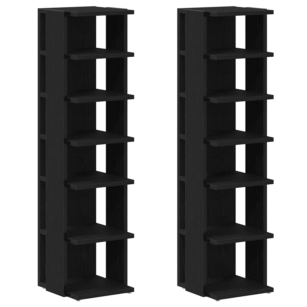 Shoe Cabinets 2 pcs Black Oak 25x27x102 cm Engineered Wood