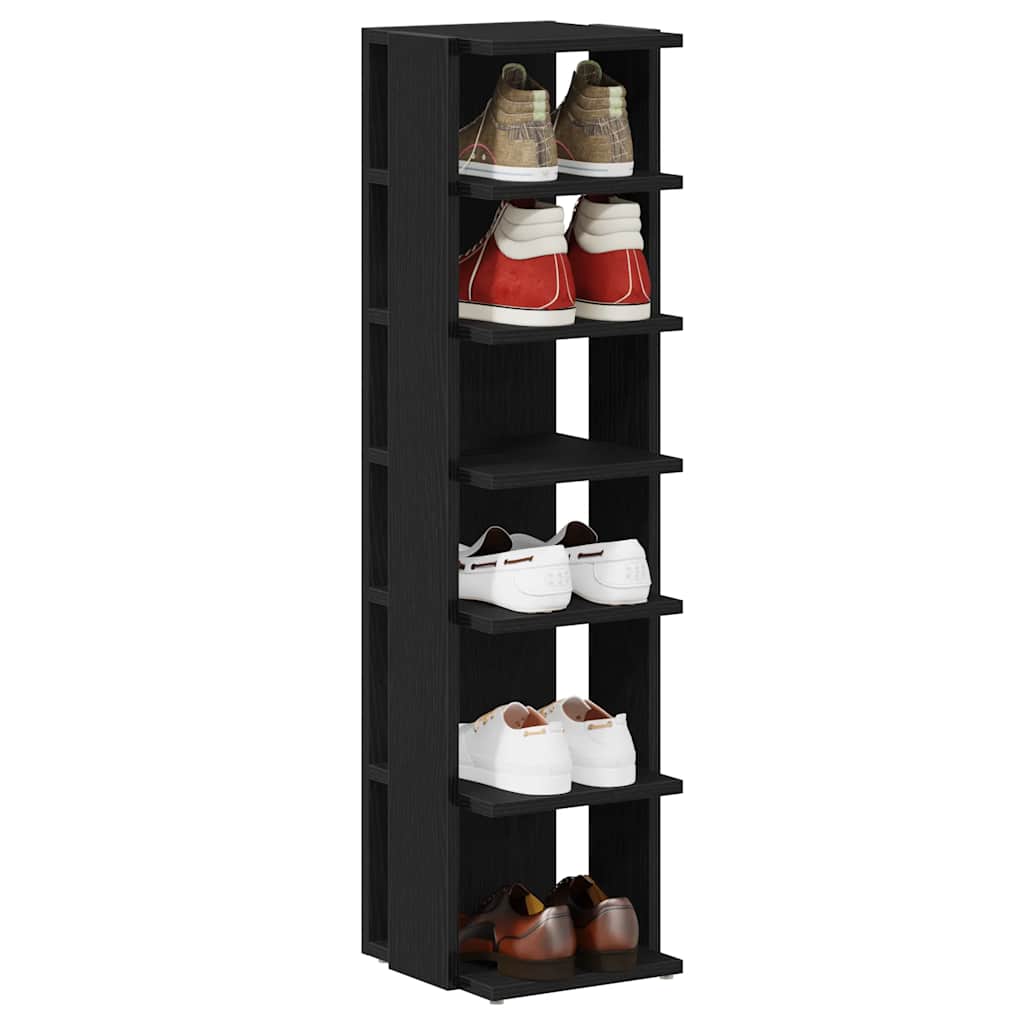 Shoe Cabinets 2 pcs Black Oak 25x27x102 cm Engineered Wood