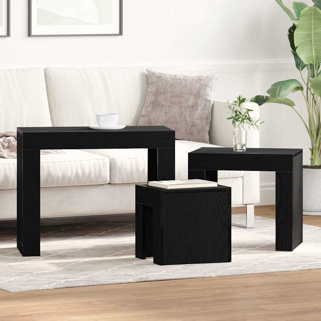 Nesting Tables 3 pcs Black Oak 61 x 30 x 50 cm Engineered Wood