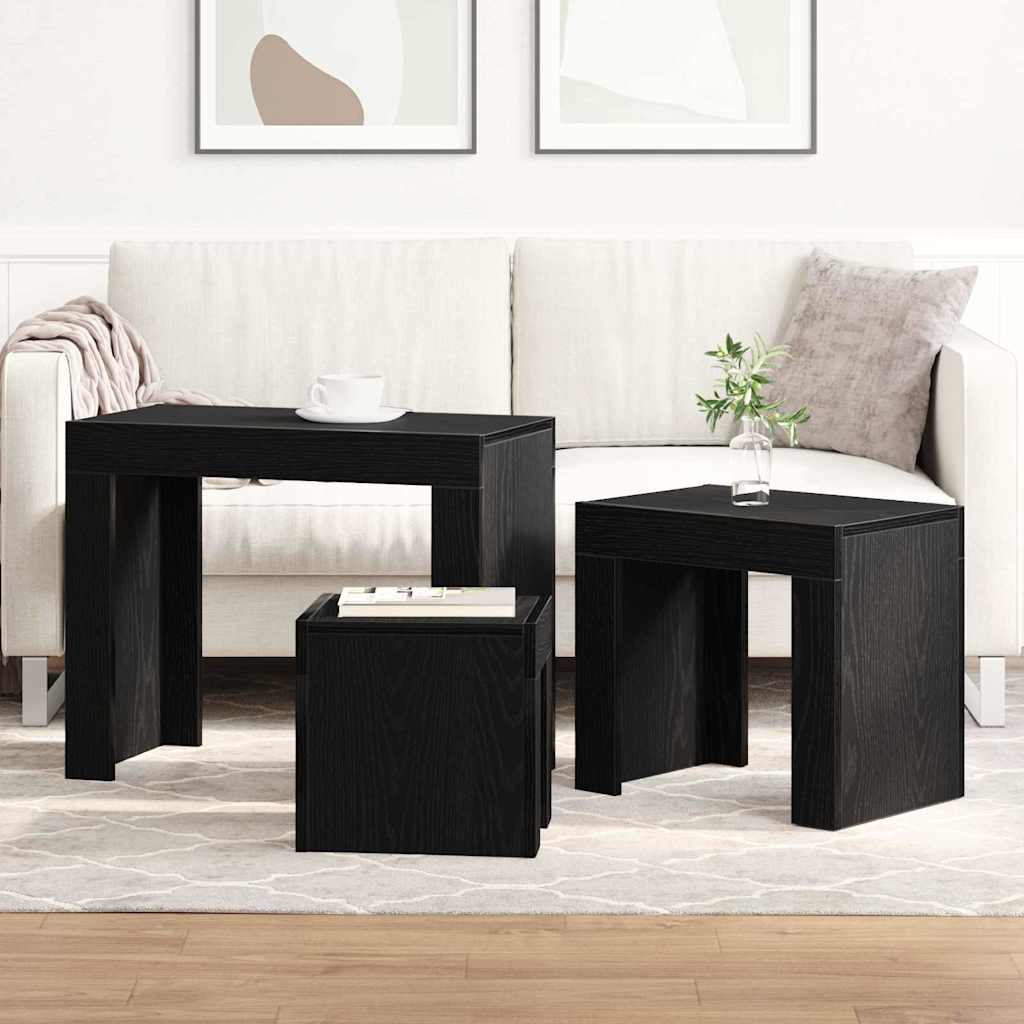 Nesting Tables 3 pcs Black Oak 61 x 30 x 50 cm Engineered Wood