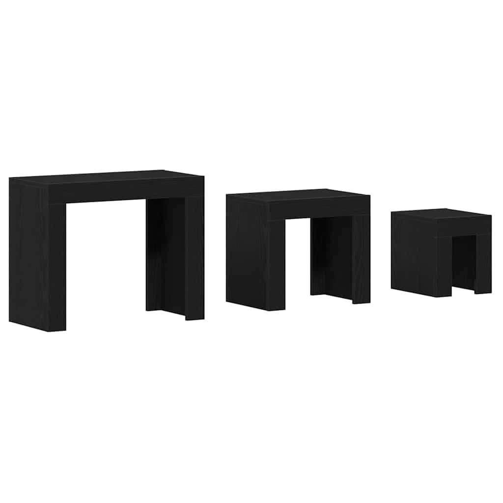 Nesting Tables 3 pcs Black Oak 61 x 30 x 50 cm Engineered Wood