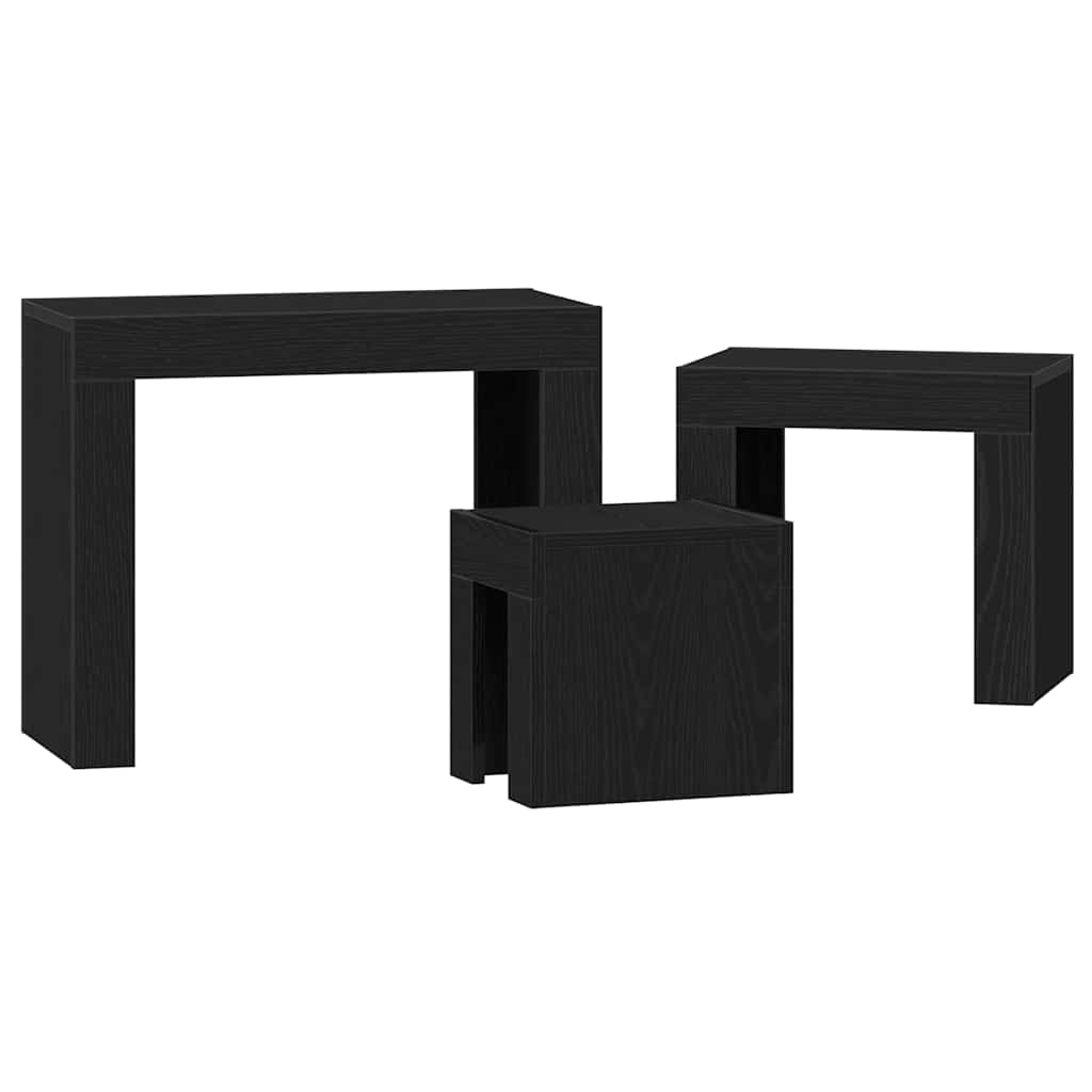 Nesting Tables 3 pcs Black Oak 61 x 30 x 50 cm Engineered Wood