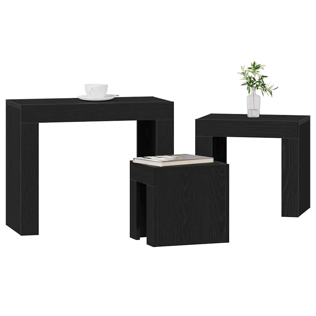 Nesting Tables 3 pcs Black Oak 61 x 30 x 50 cm Engineered Wood