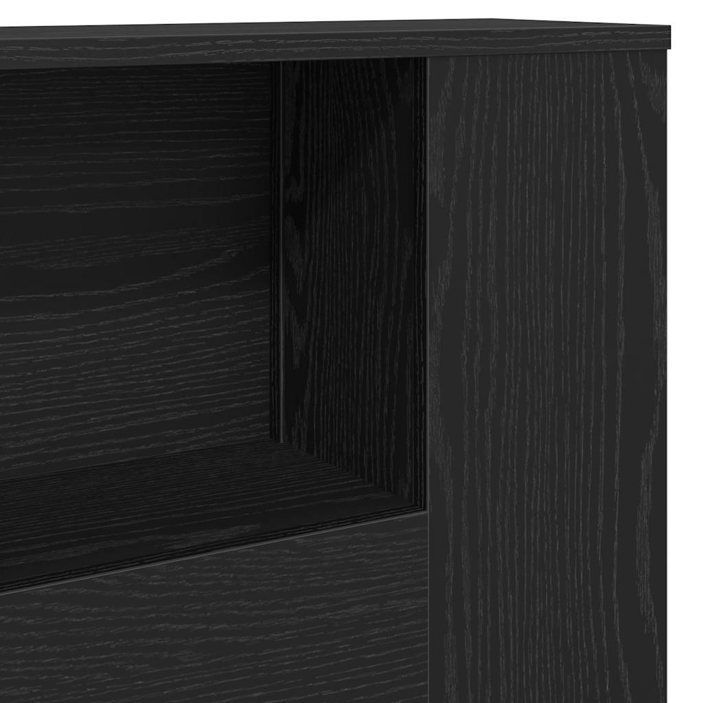 Headboard Cabinet with Shelf Black Oak 180 x 18.5 x 102.5 cm