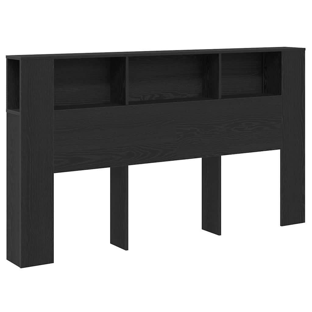 Headboard Cabinet with Shelf Black Oak 180 x 18.5 x 102.5 cm