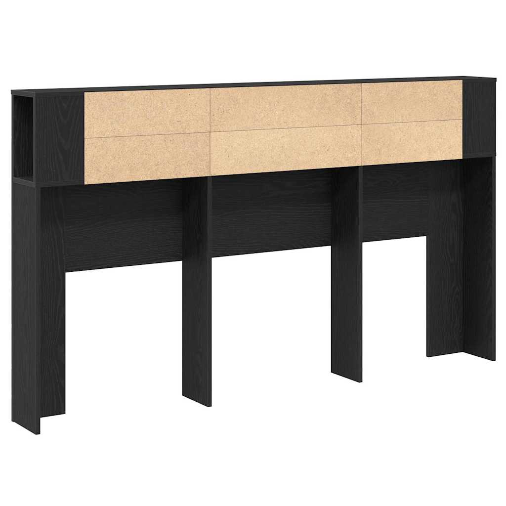 Headboard Cabinet with Shelf Black Oak 180 x 18.5 x 102.5 cm