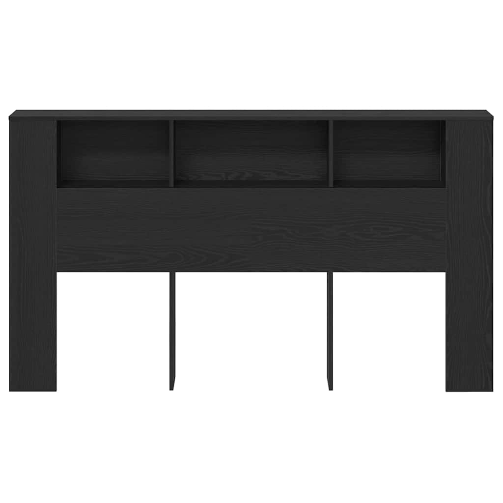 Headboard Cabinet with Shelf Black Oak 180 x 18.5 x 102.5 cm