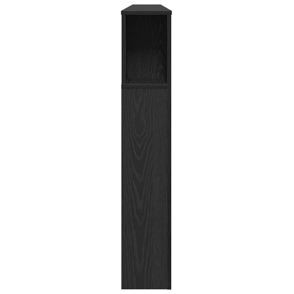 Headboard Cabinet with Shelf Black Oak 180 x 18.5 x 102.5 cm