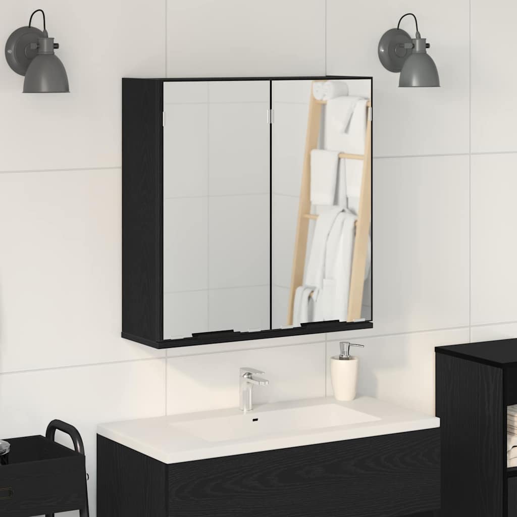 Mirror Cabinet Black Oak 64 x 20 x 67 cm Engineered Wood