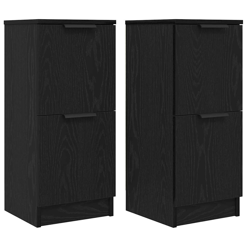 Sideboard 2 pcs Black Oak 30 x 30 x 70 cm Engineered Wood