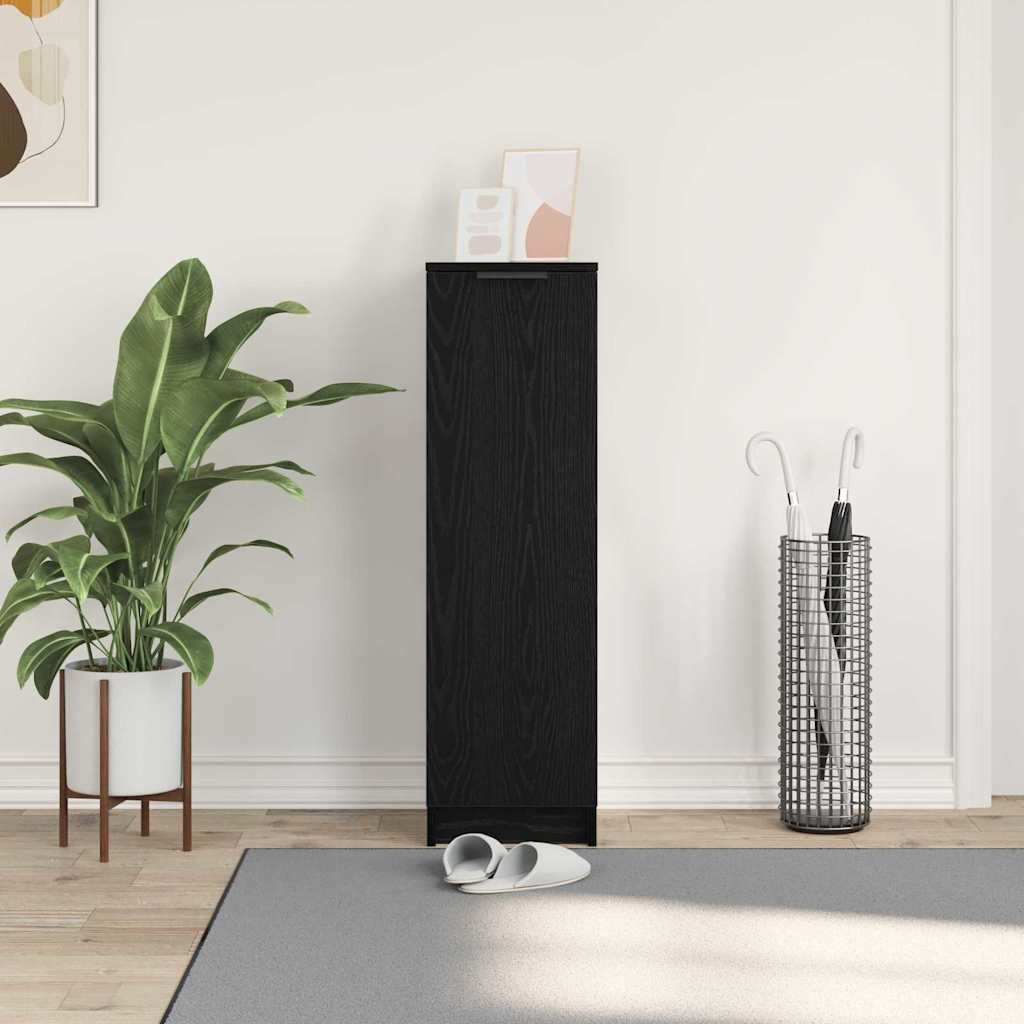 Shoe Cabinet Black Oak 29.5 x 35 x 101 cm Engineered Wood