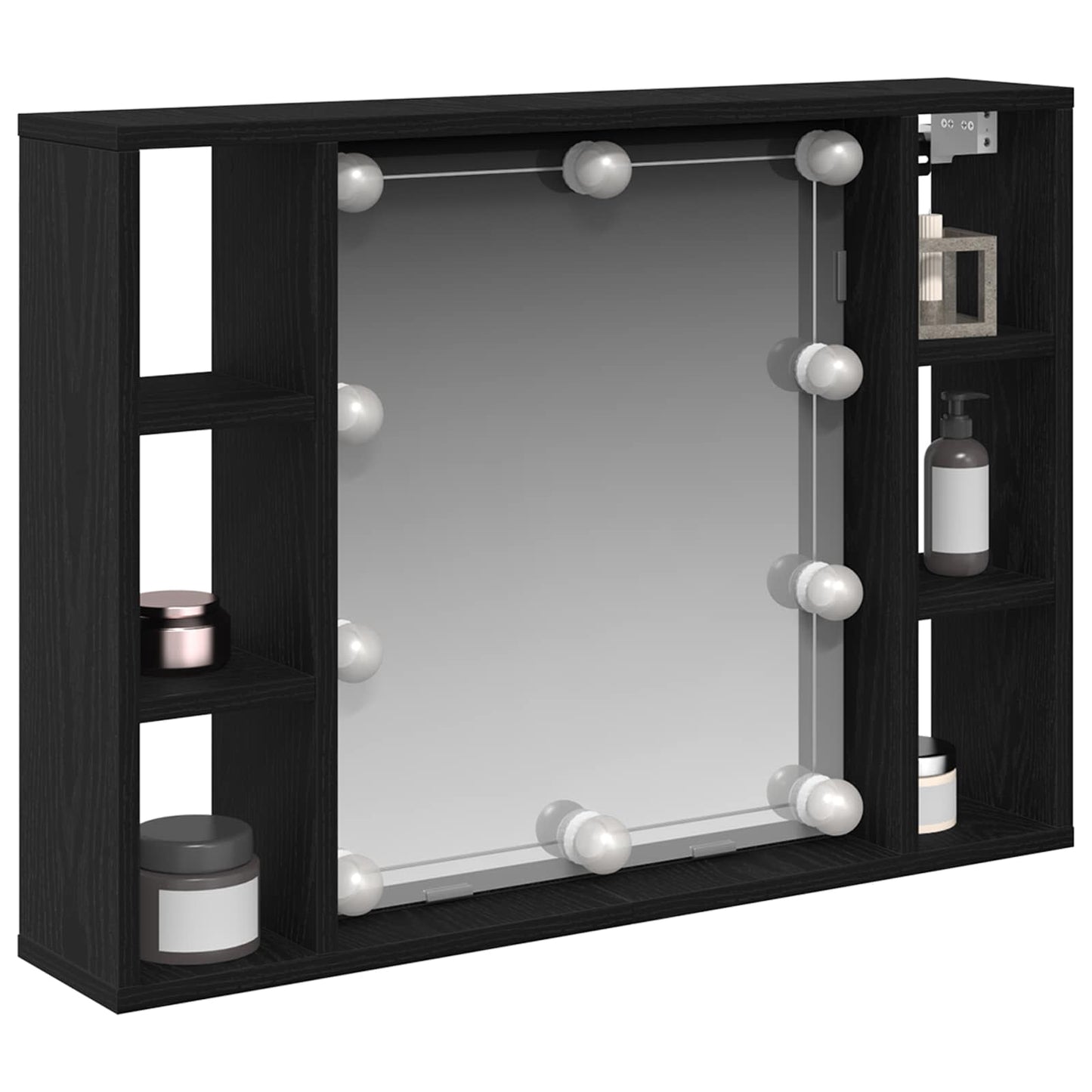 Mirror Cabinet Black Oak 76 x 15 x 55 cm Engineered Wood
