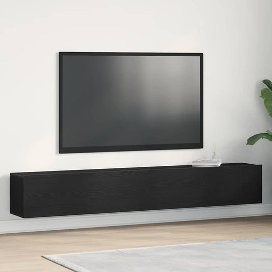 TV Cabinet 2 pcs Black Engineered Wood