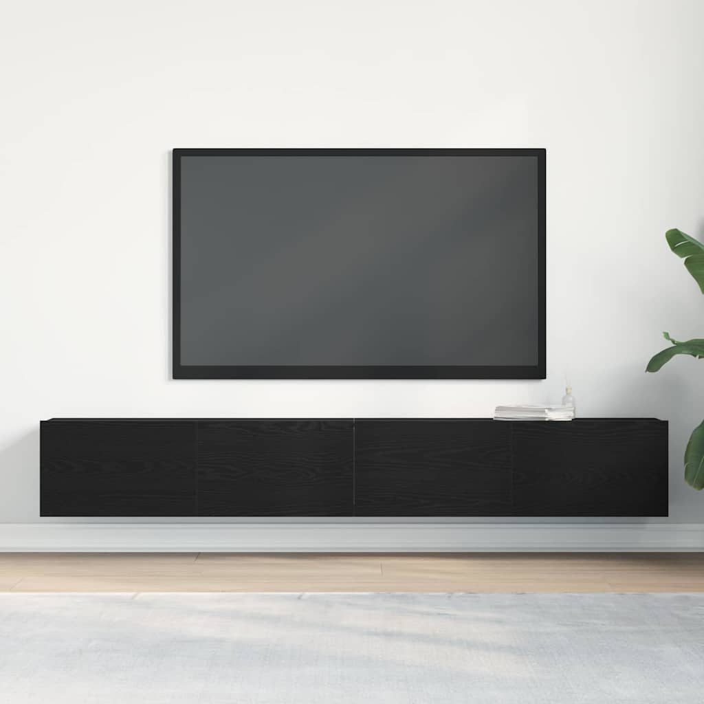 TV Cabinet 2 pcs Black 100 x 30 x 30 cm Engineered Wood