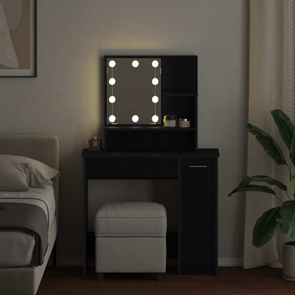 Dressing Table Black Oak 86.5 x 35 x 136 cm Engineered Wood