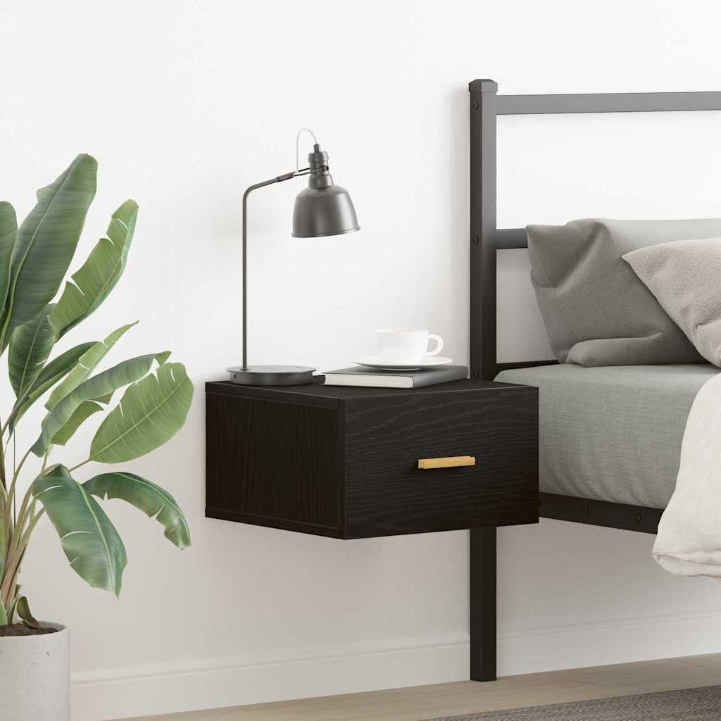 Wall-mounted Bedside Cabinet Black Oak 35 x 35 x 20 cm