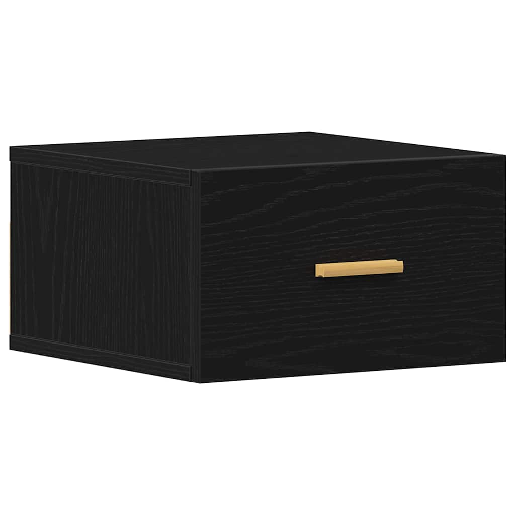 Wall-mounted Bedside Cabinet Black Oak 35 x 35 x 20 cm