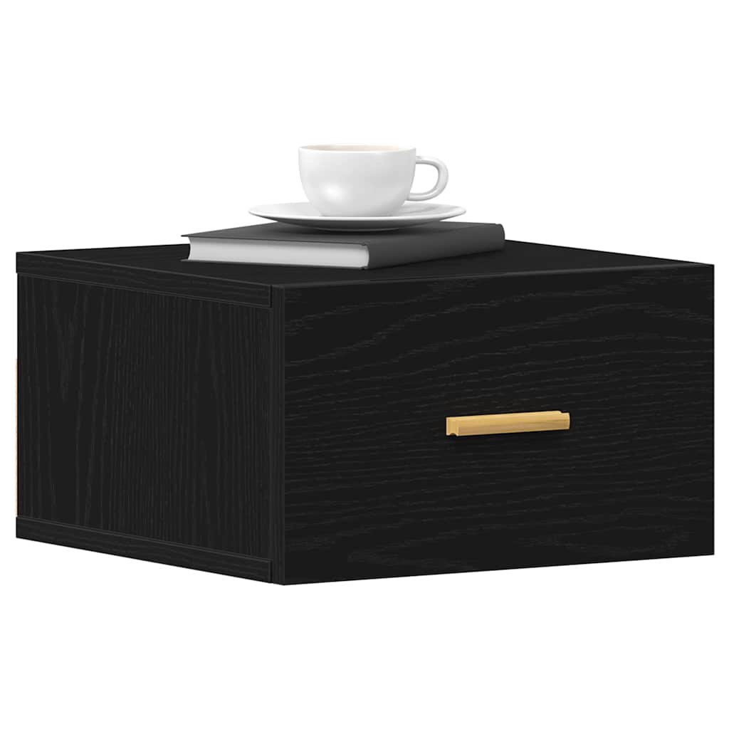 Wall-mounted Bedside Cabinet Black Oak 35 x 35 x 20 cm