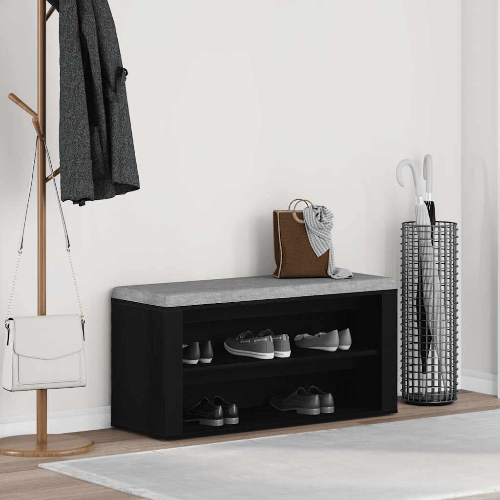Shoe Bench Black Oak 100x35x45 cm Engineered Wood