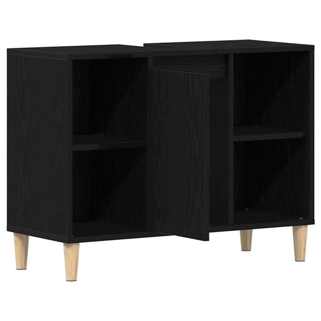 Sink Cabinet Black Oak 80x33x60 cm Engineered Wood