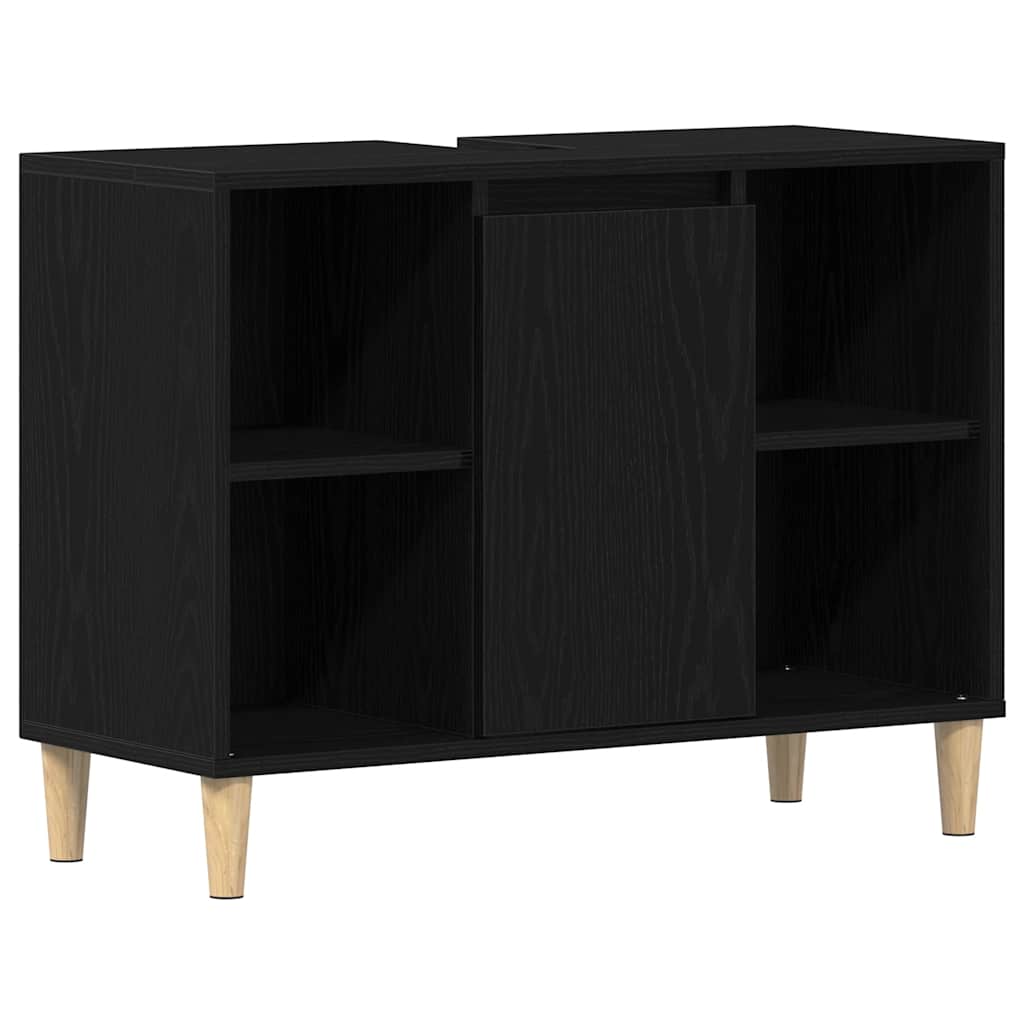 Sink Cabinet Black Oak 80x33x60 cm Engineered Wood