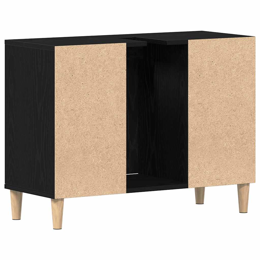 Sink Cabinet Black Oak 80x33x60 cm Engineered Wood