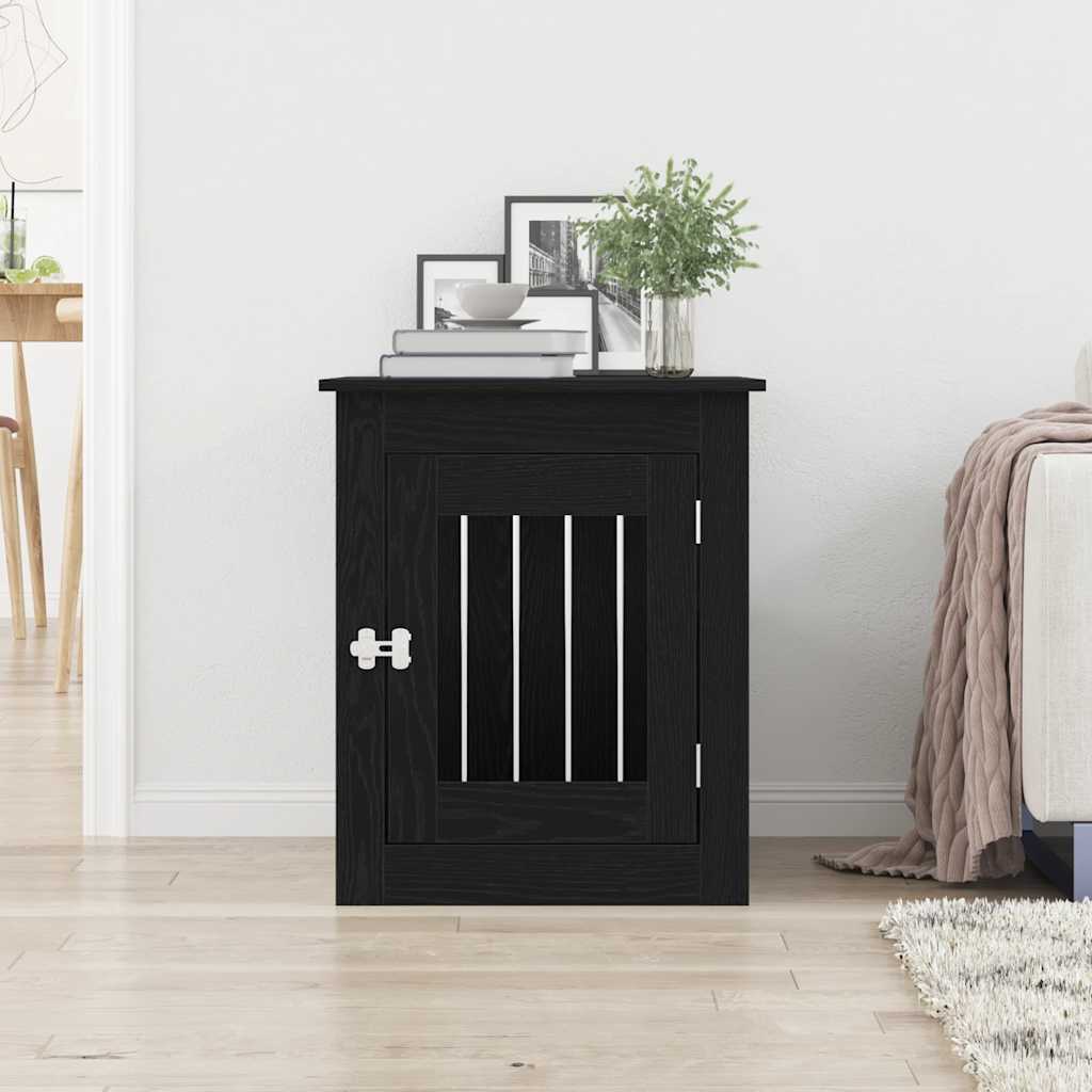 Dog Crate Furniture Black Oak 55x75x65 cm Engineered Wood
