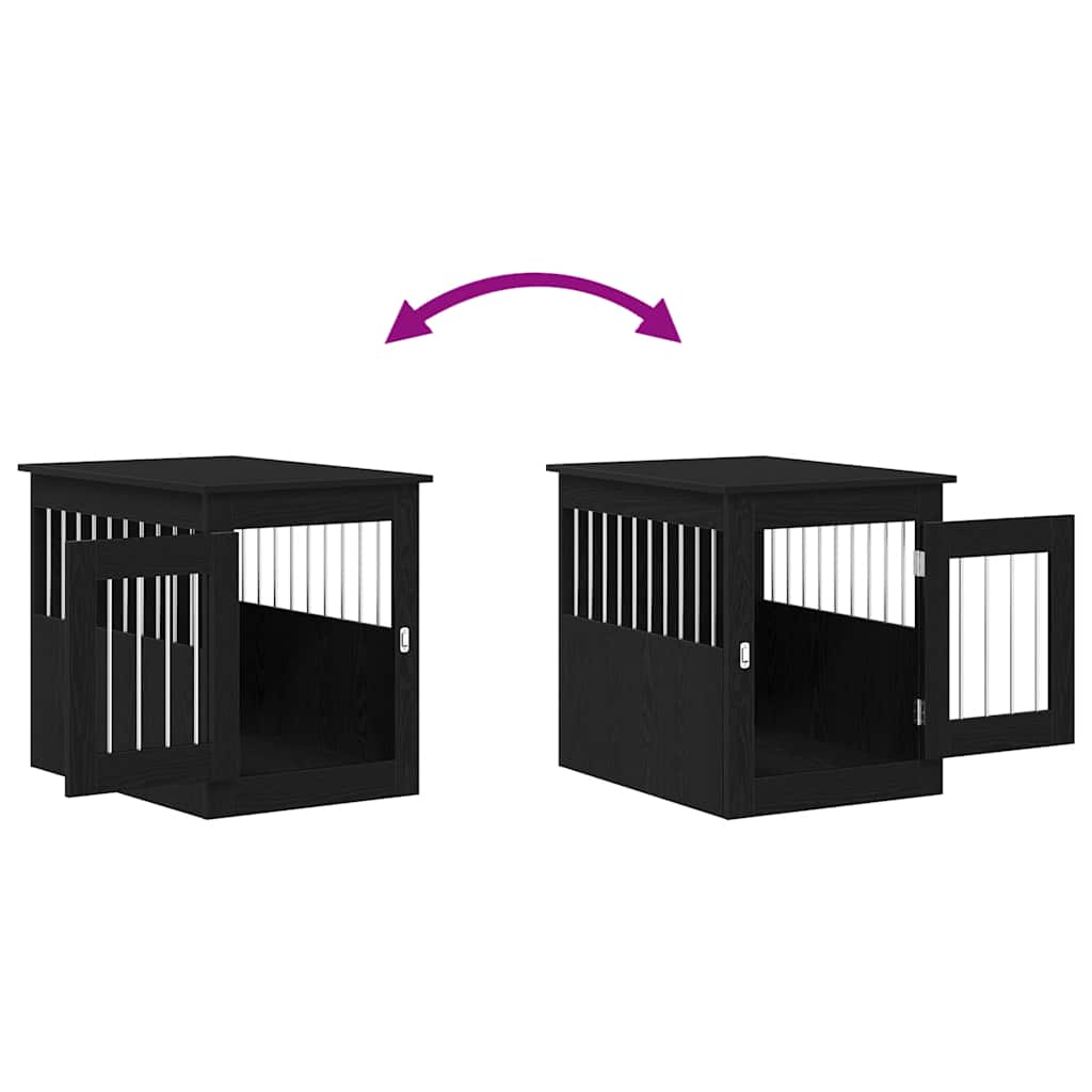 Dog Crate Furniture Black Oak 55x75x65 cm Engineered Wood