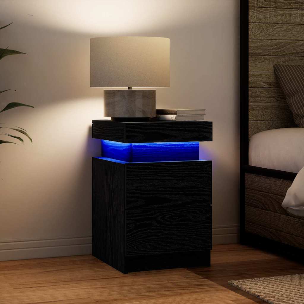 Bedside Cabinet 2 pcs Black Oak 35 x 39 x 55 cm Engineered wood
