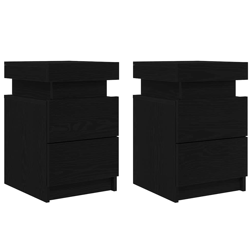 Bedside Cabinet 2 pcs Black Oak 35 x 39 x 55 cm Engineered wood