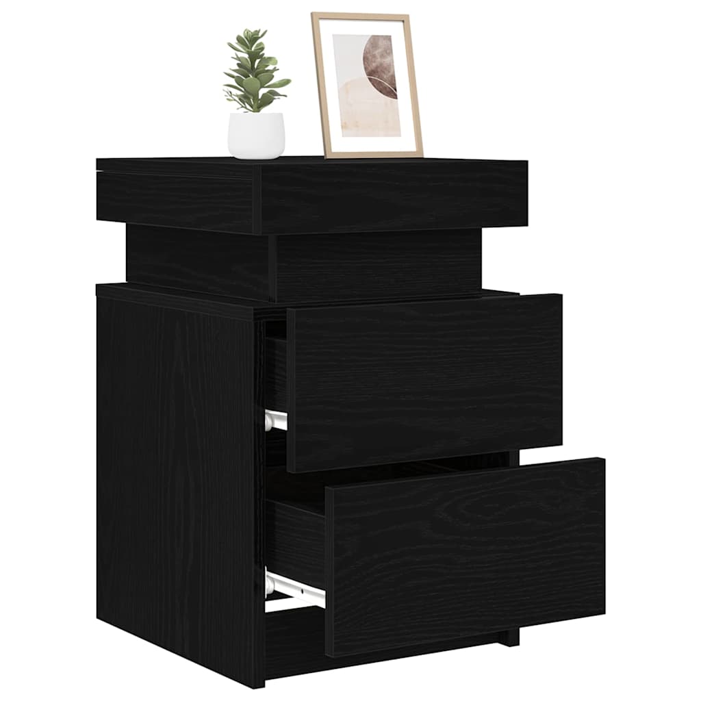 Bedside Cabinet 2 pcs Black Oak 35 x 39 x 55 cm Engineered wood