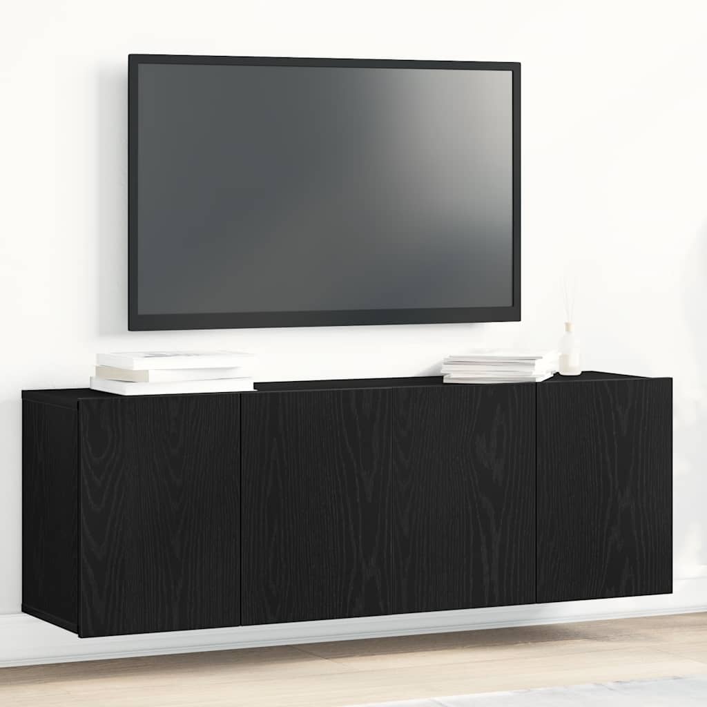 TV Cabinets 2 pcs Black Oak 120x30x41 cm Engineered Wood