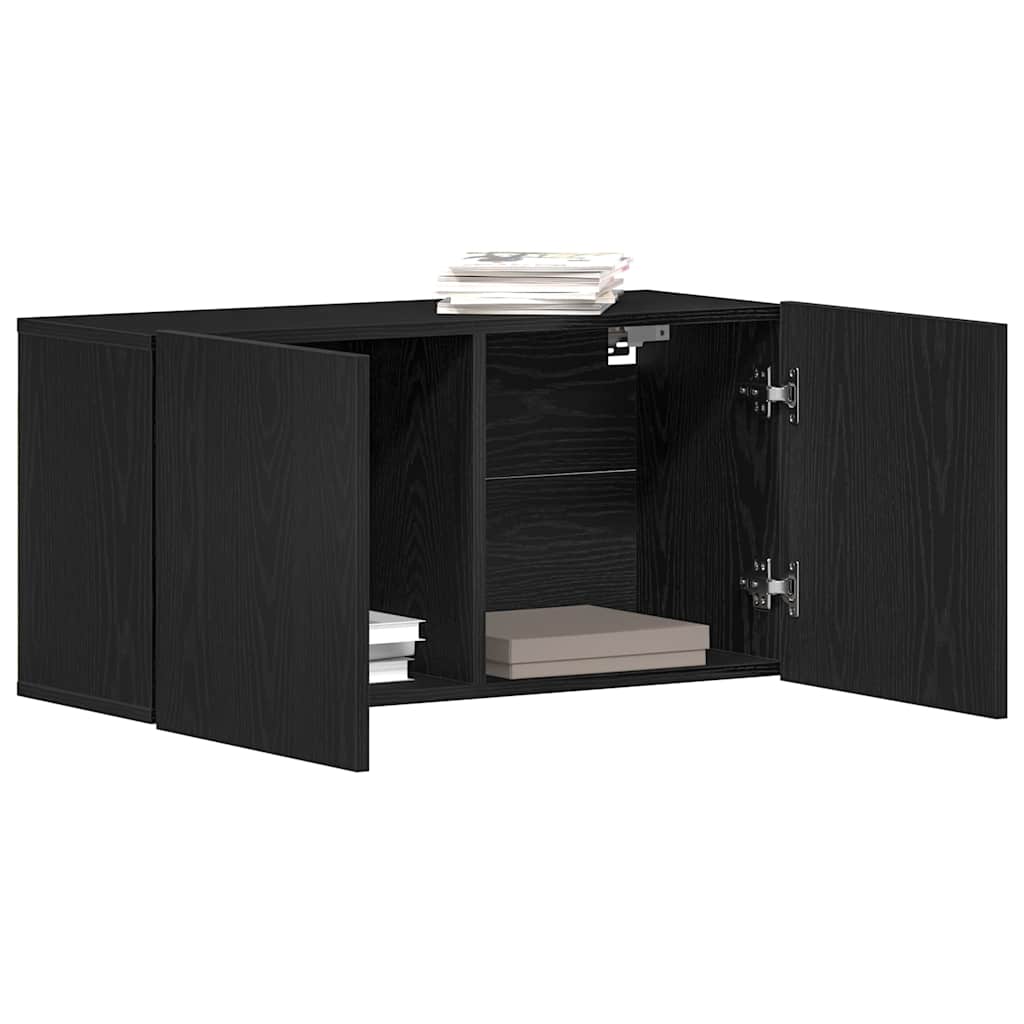 TV Cabinet Black Oak 80x30x41 cm Engineered Wood