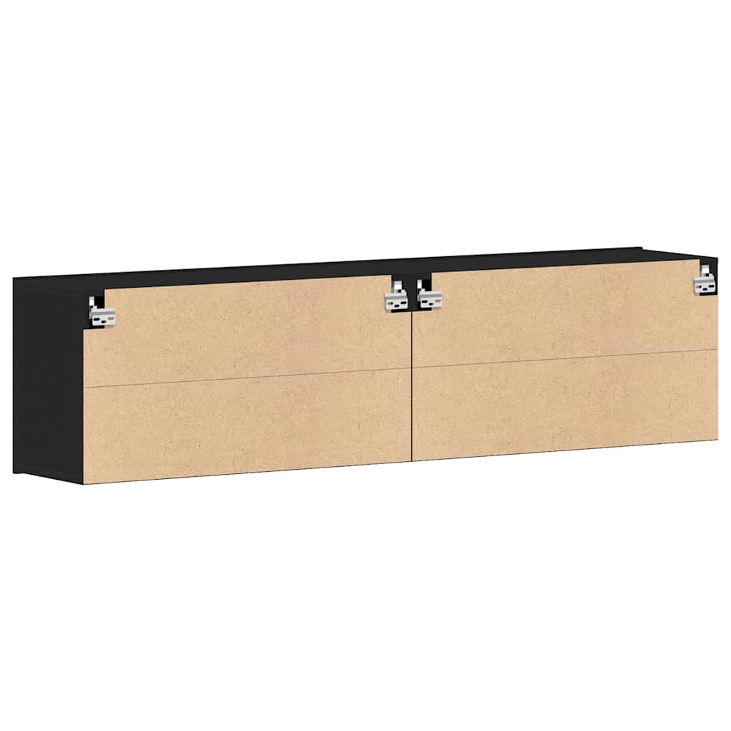 TV Cabinets 2 pcs Black Oak 160x30x41 cm Engineered Wood
