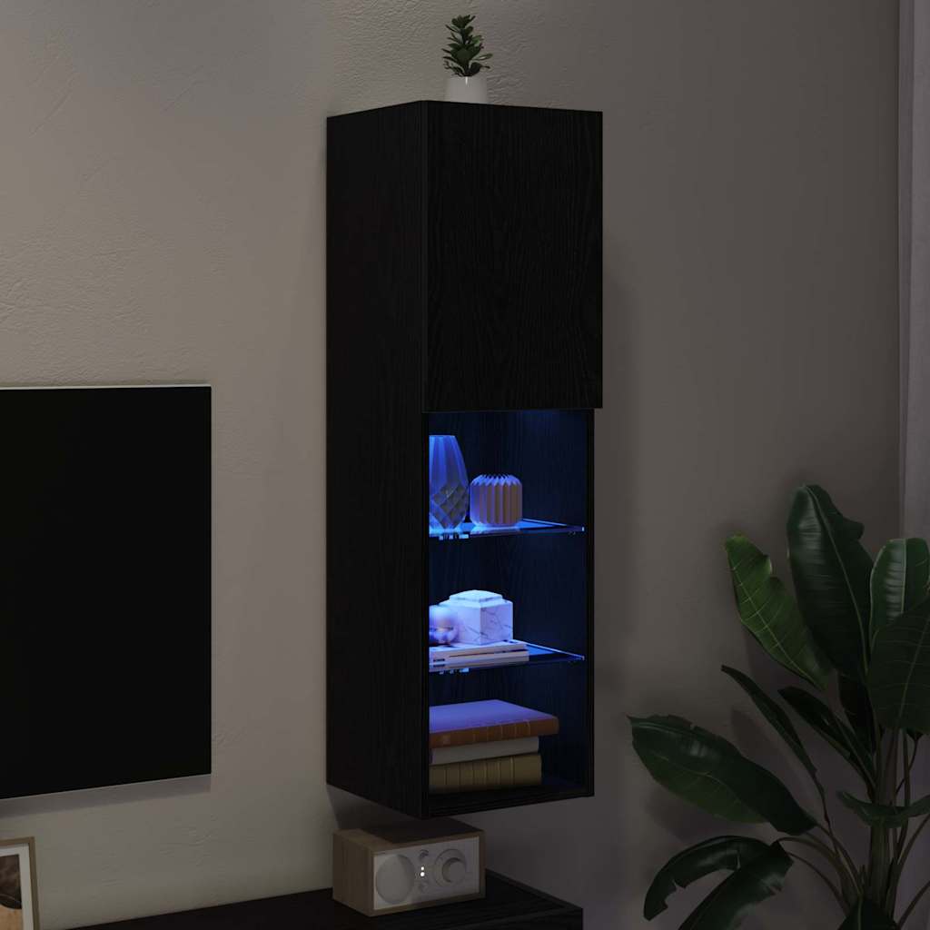TV Cabinet Set Black Oak 30.5 x 30 x 102 cm Engineered Wood