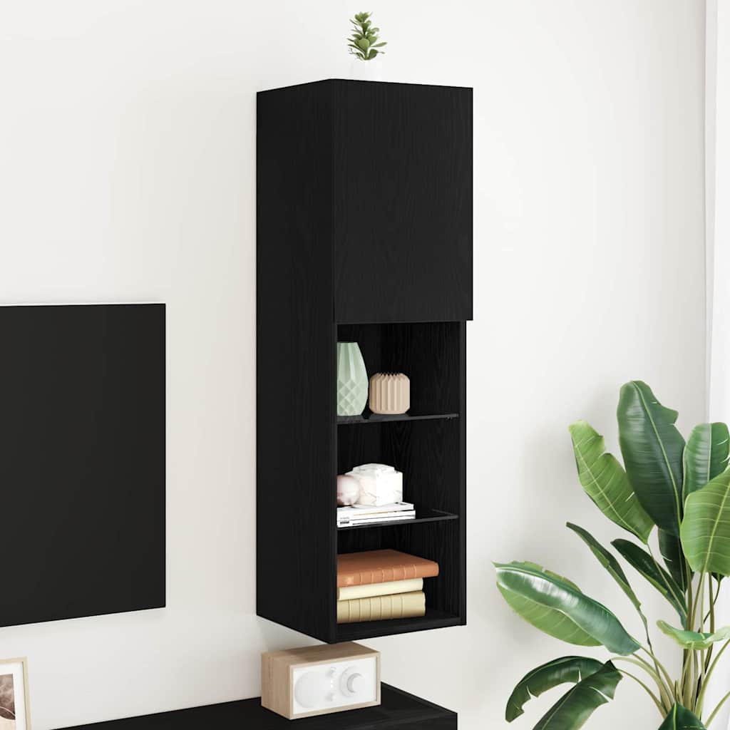 TV Cabinet Set Black Oak 30.5 x 30 x 102 cm Engineered Wood