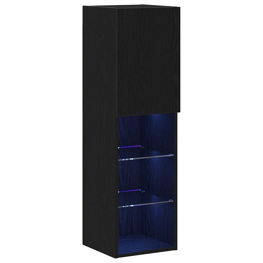 TV Cabinet Set Black Oak 30.5 x 30 x 102 cm Engineered Wood