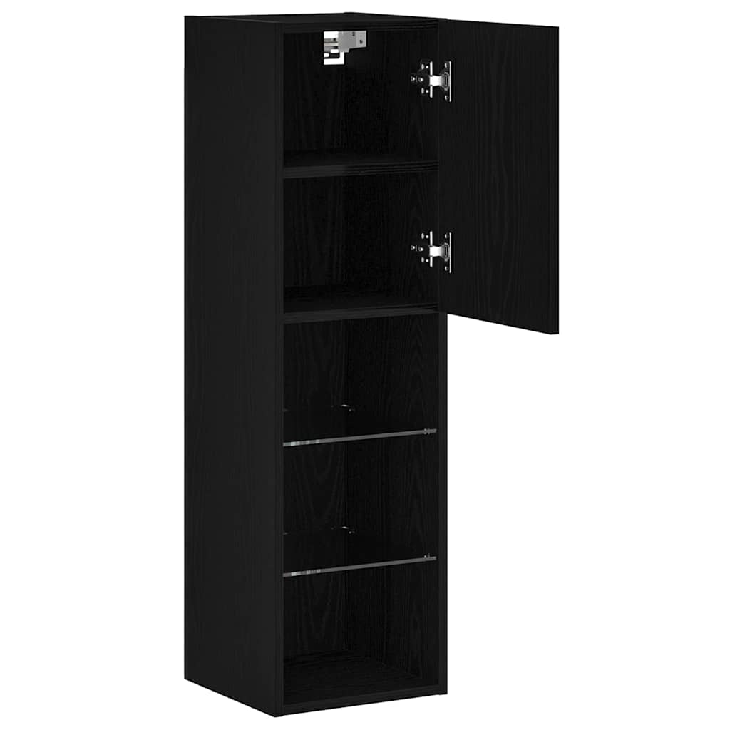 TV Cabinet Set with LED 2 pcs Black Oak 30.5 x 30 x 102 cm