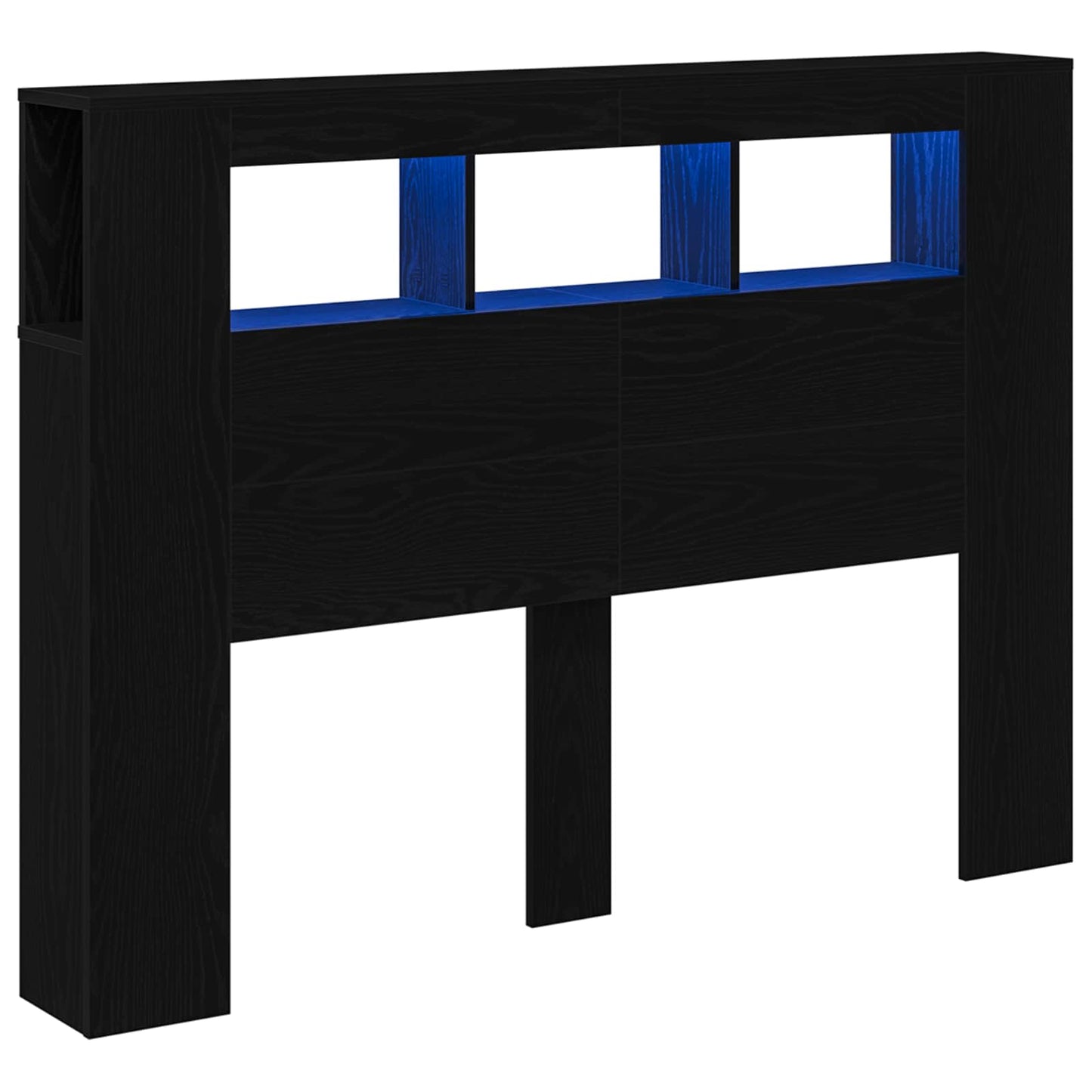 LED Headboard Black Oak 140 x 18.5 x 103.5 cm Engineered Wood