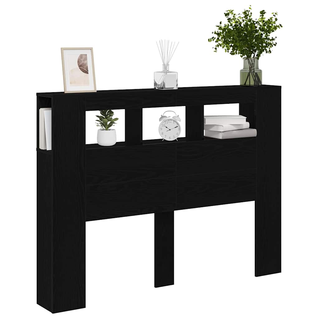 LED Headboard Black Oak 140 x 18.5 x 103.5 cm Engineered Wood