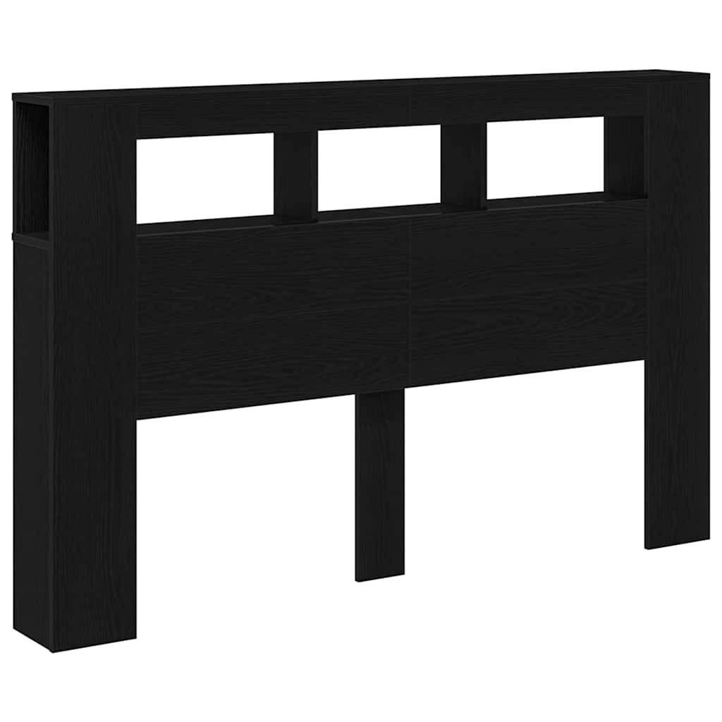 LED Headboard Black Oak 160 x 18.5 x 103.5 cm Engineered Wood