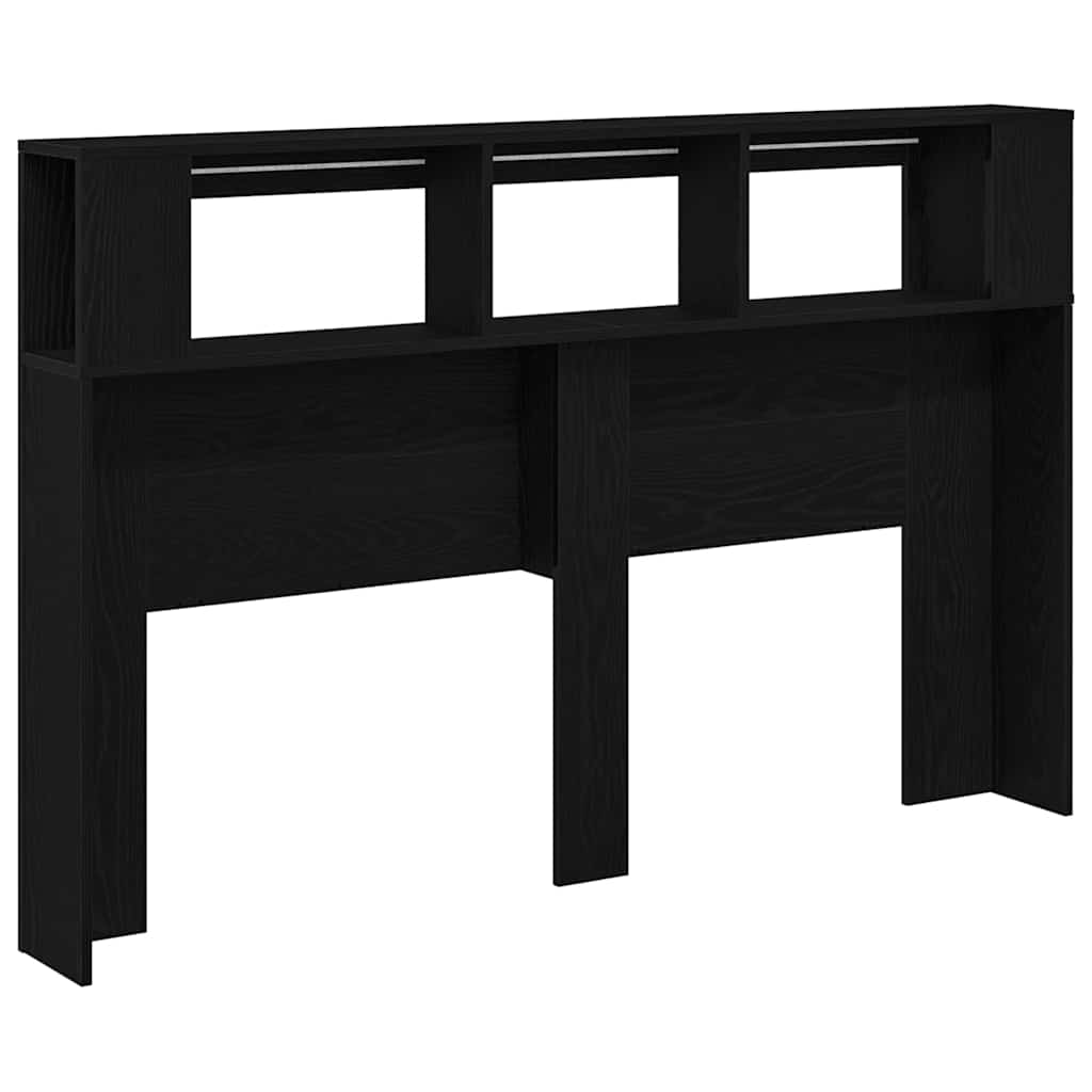 LED Headboard Black Oak 160 x 18.5 x 103.5 cm Engineered Wood