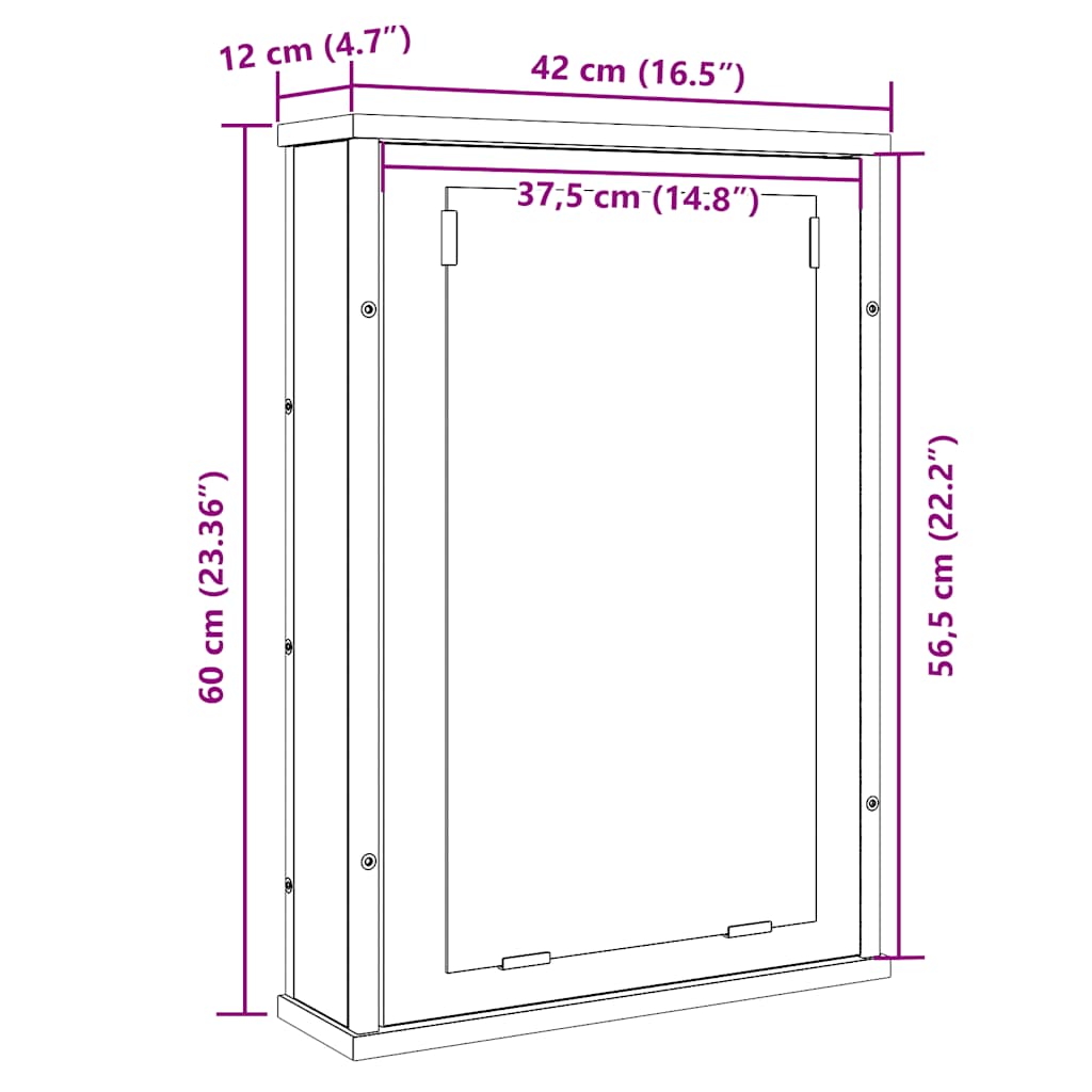 Bathroom Mirror Cabinet Black Oak 42x12x60 cm Engineered Wood
