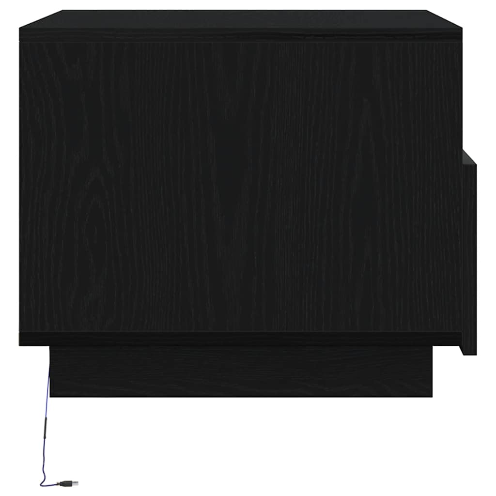 Coffee Table with LED Lights Black Oak 50x49x40 cm