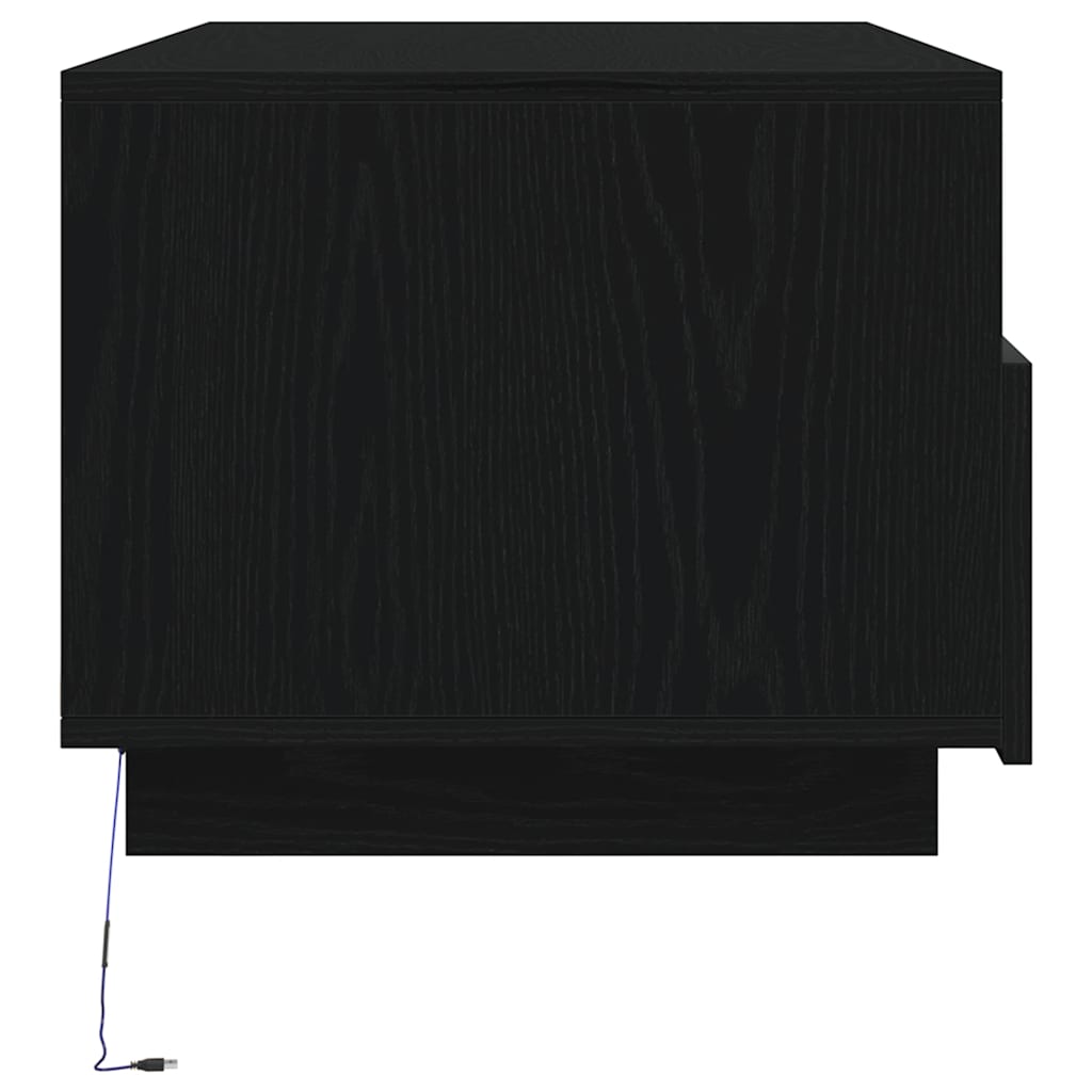 Coffee Table with LED Lights Black Oak 90x49x40 cm
