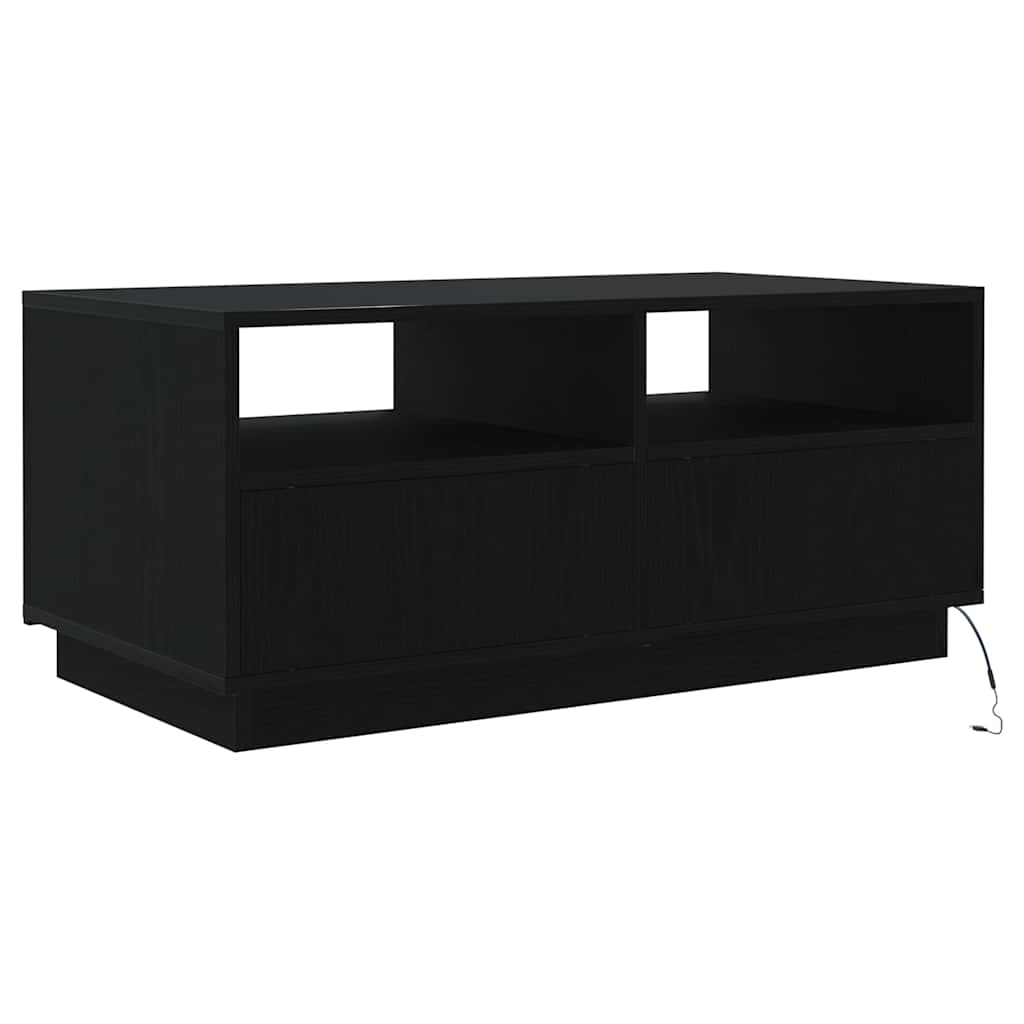 Coffee Table with LED Lights Black Oak 90x49x40 cm