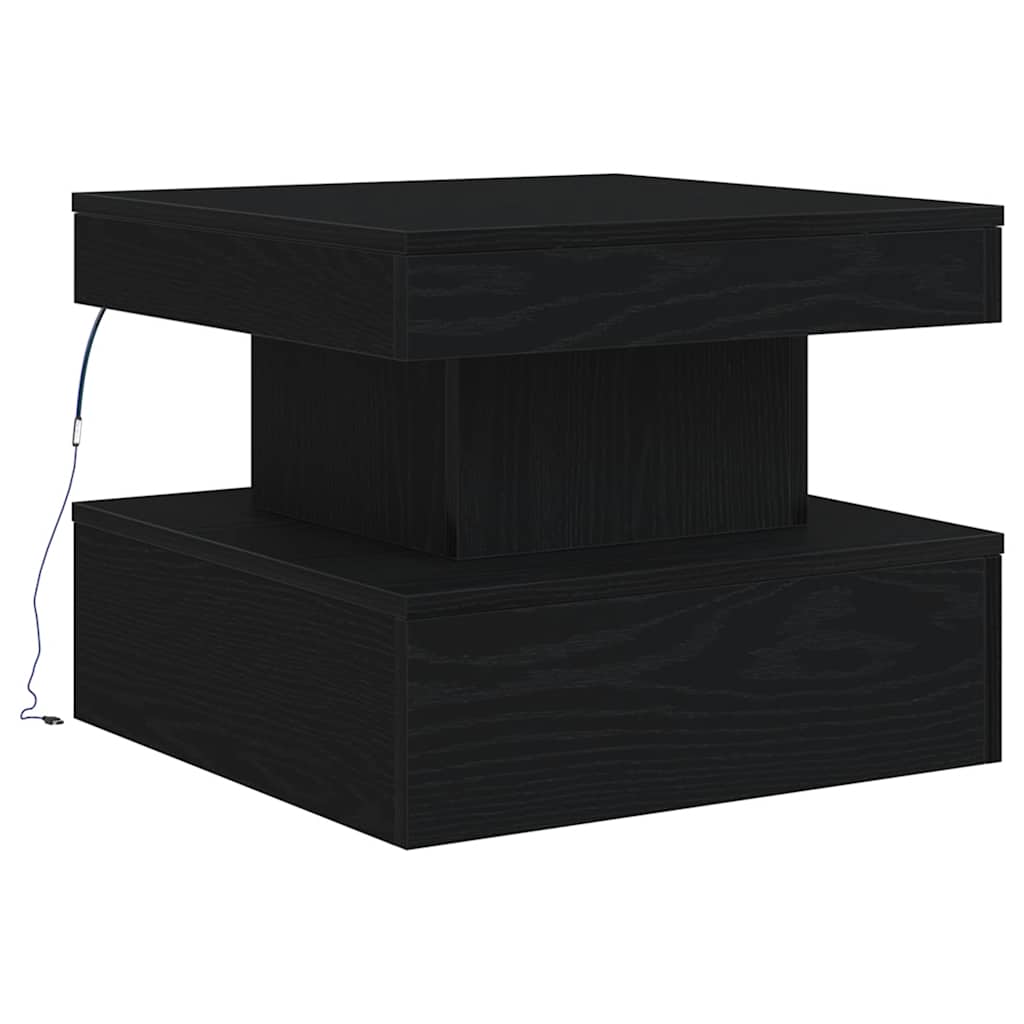 Coffee Table with LED Lights Black Oak 50x50x40 cm