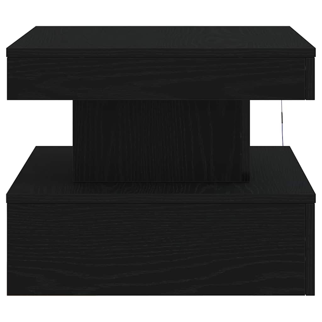 Coffee Table with LED Lights Black Oak 50x50x40 cm