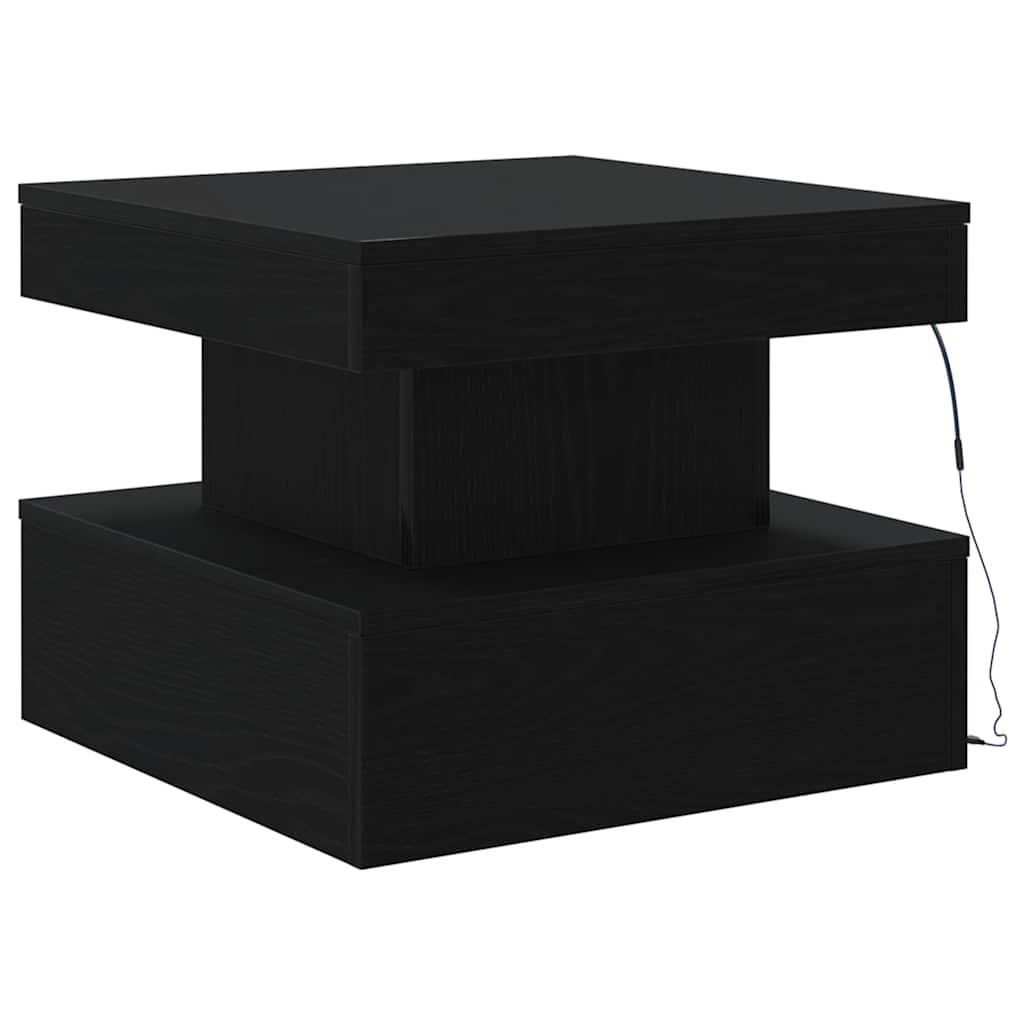 Coffee Table with LED Lights Black Oak 50x50x40 cm