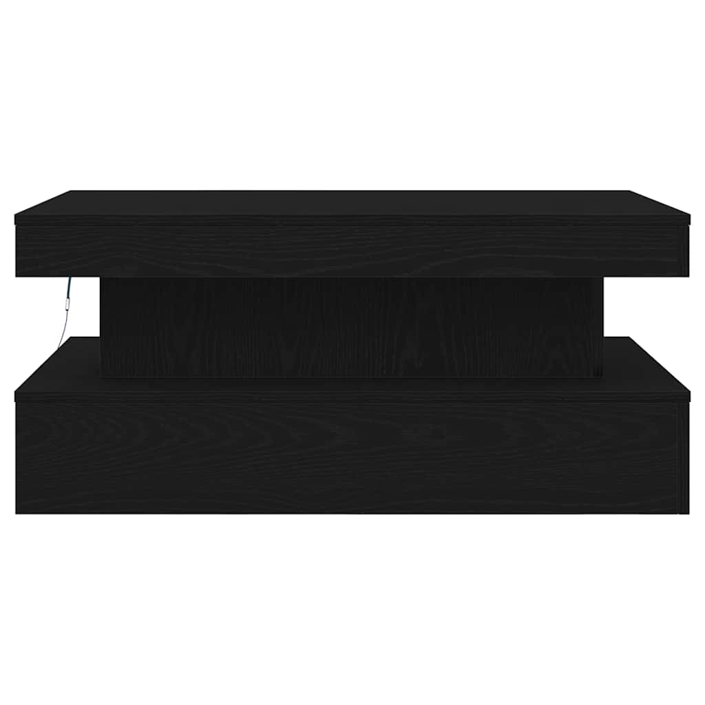 Coffee Table with LED Lights Black Oak 90x50x40 cm